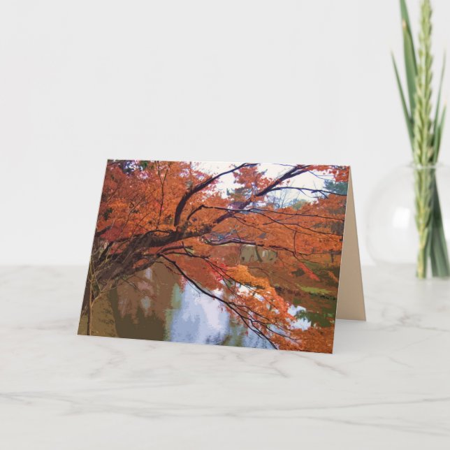 Feuilles d'automne à Nara Japon sur une carte blan (Devant)