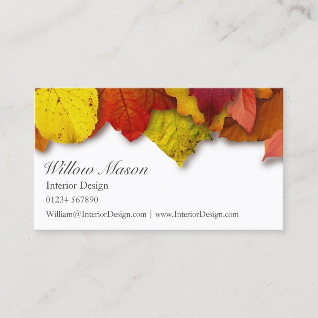 Feuilles d'automne blanches - Carte de visite (Devant)