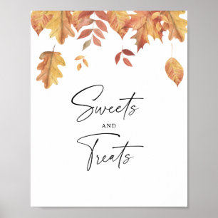 Feuilles d'automne - bonbons et gâteries affiche d