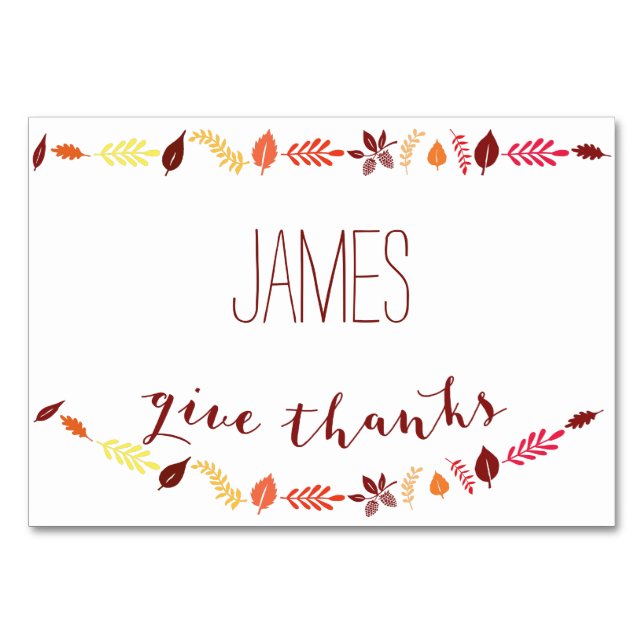 Feuilles d'automne Cartes de lieu Thankesgiving (Devant)