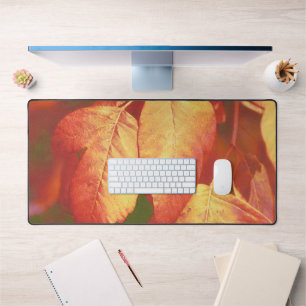 Feuilles d'automne en cuivre et rouge Art Desk Pad