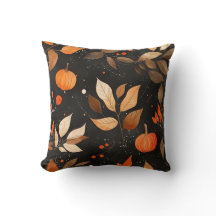 Feuilles d'automne et Coussin décoratif Citrouille