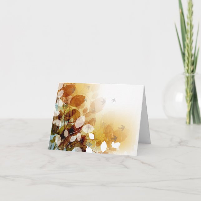Feuilles D'Automne Et Oiseaux En Automne Cartes No (Devant)