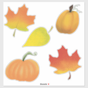 Feuilles d'automne et sac autocollant citrouille
