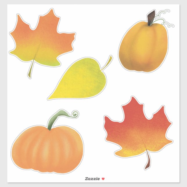 Feuilles d'automne et sac autocollant citrouille (Feuille)