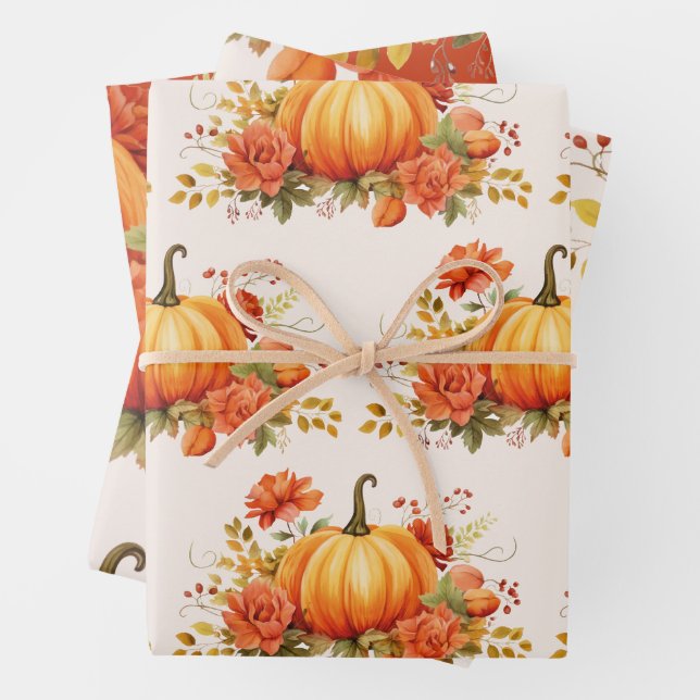 Feuilles d'automne florales citrouilles Baby showe (En situation)
