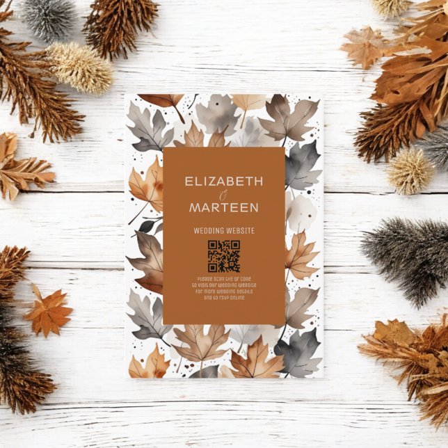 Feuilles d'automne gris Brown Faire-part de mariag (Créateur téléchargé)