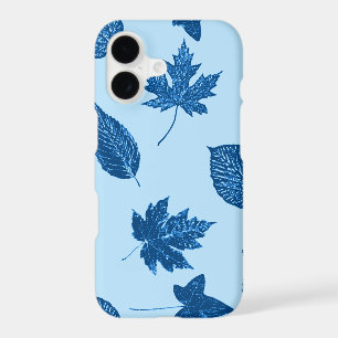 Feuilles d'automne - indigo et bleu pâle
