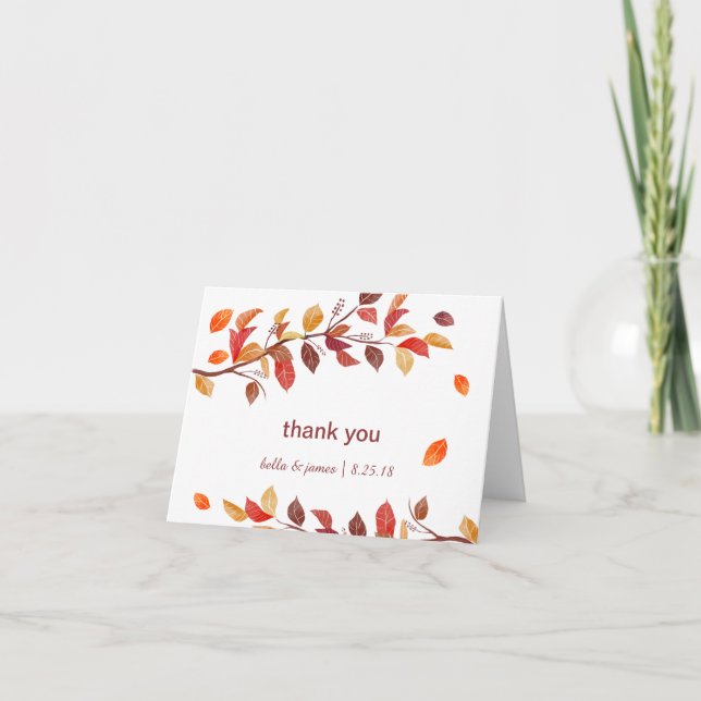 Feuilles d'automne Mariage de automne Merci Cartes (Devant)