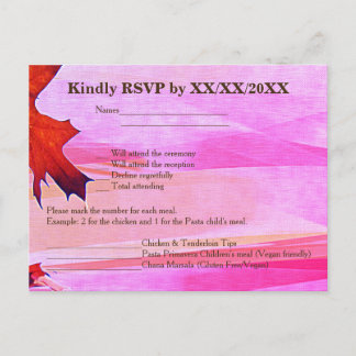 Feuilles d'automne Orange Swirl Rose RSVP Menu Car