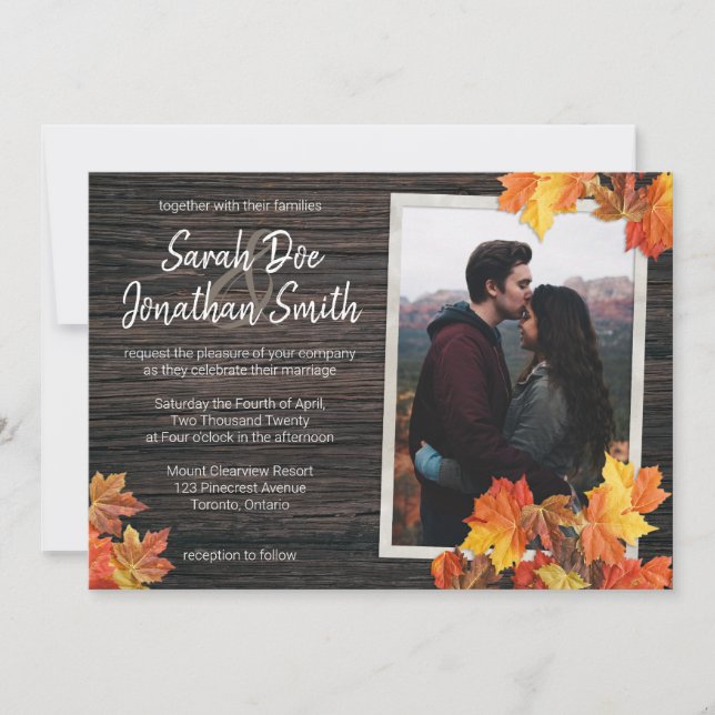 Feuilles d'automne rustiques et invitation au bois (Devant)