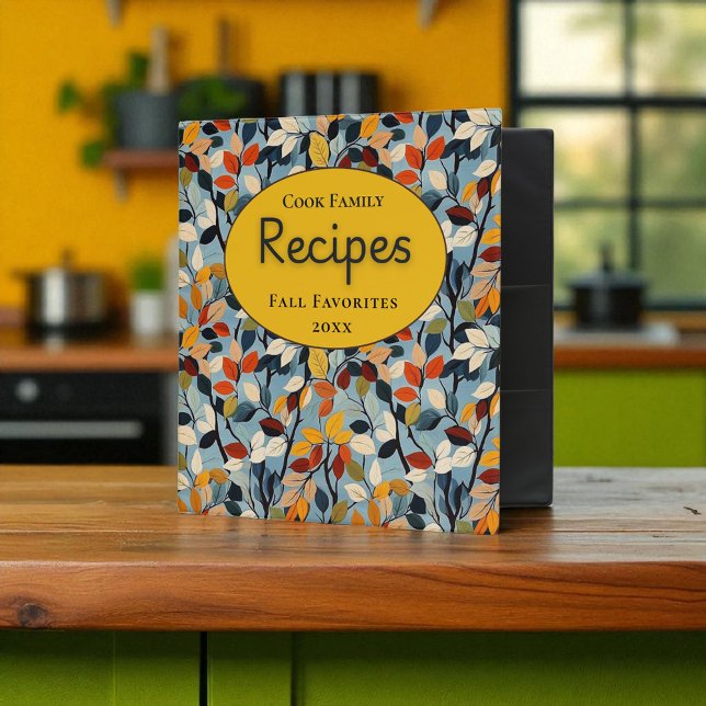 Feuilles d'automne sur Classeur Recette Bleue - Pe (Créateur téléchargé)