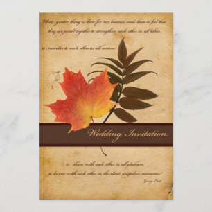 Feuilles d'automne sur Faire-part de mariage papie