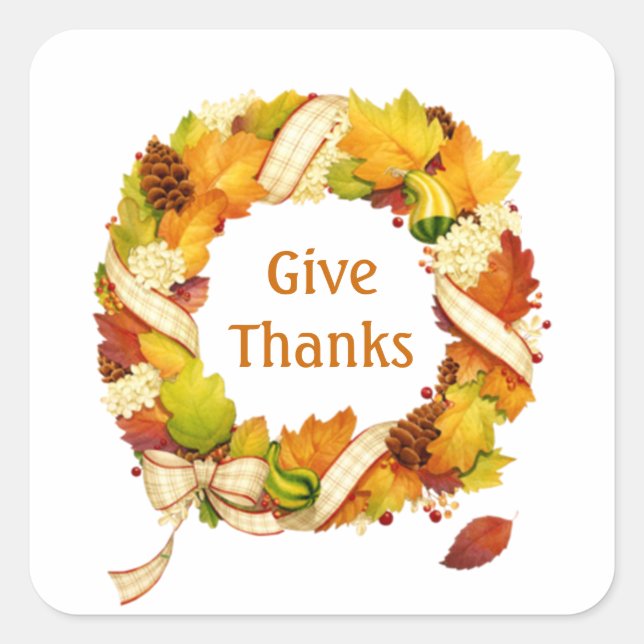 Feuilles d'automne wath Thanksgiving Sticker (Devant)