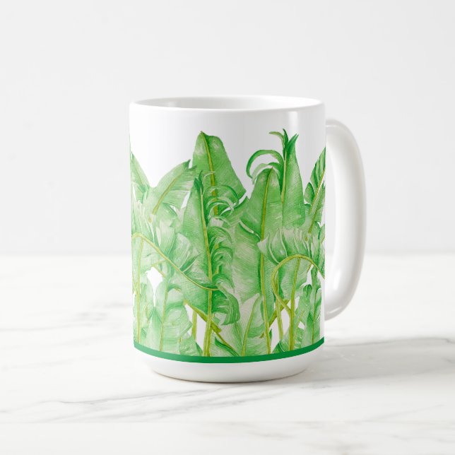 Feuilles de banane sur une Mug Classique (15 oz.) (Devant droit)