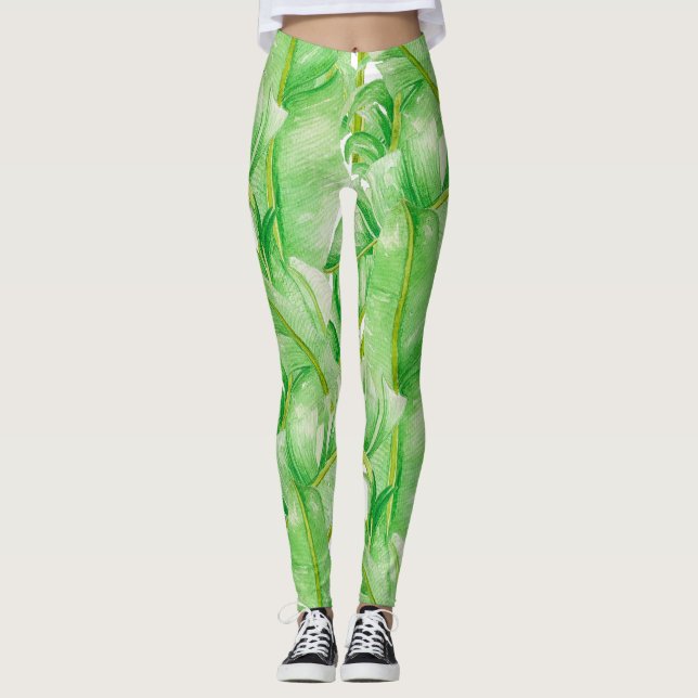 Feuilles de bananes sur Leggings (Devant)