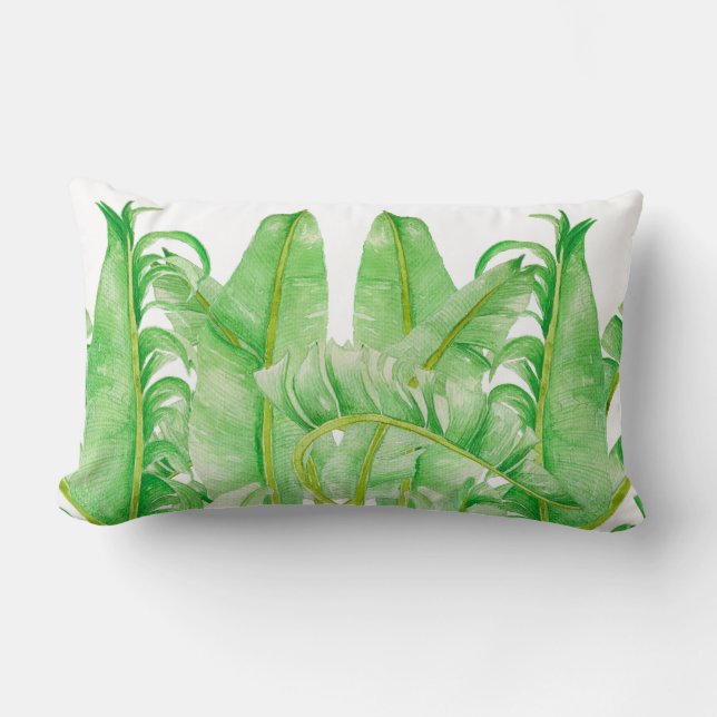Feuilles de bananes sur un Coussin Lumbar (Recto)