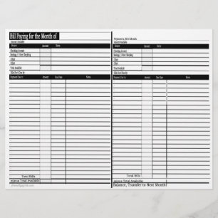 Feuilles de calendrier de paiement des factures -