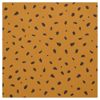 Feuilles de chêne et araignées Noir sur tissu oran