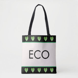 Feuilles de forme de cœur vert sur sac fourre-tout