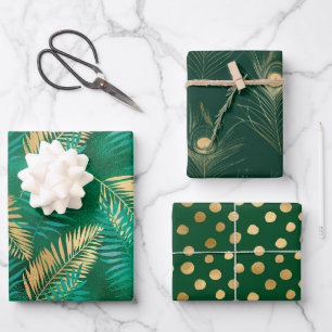 Feuilles de jungle tropicales vertes et dorées élé