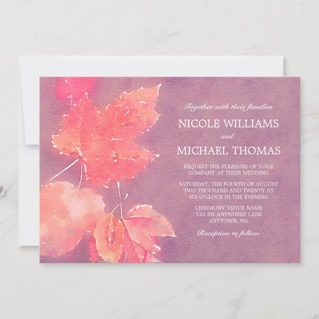 Feuilles de l'aquarelle d'automne invitations de m (Devant)