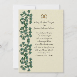feuilles de lierre faire-part de mariage en lin BG