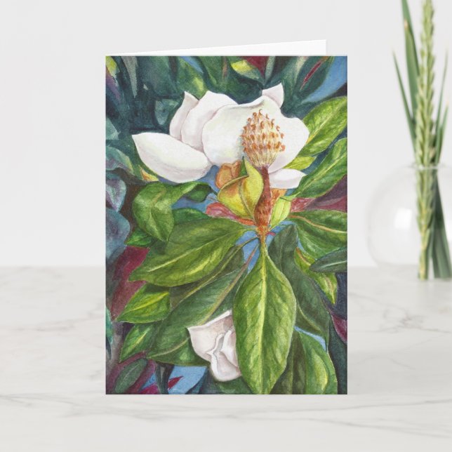 "Feuilles de Magnolia." Carte de voeux (Devant)