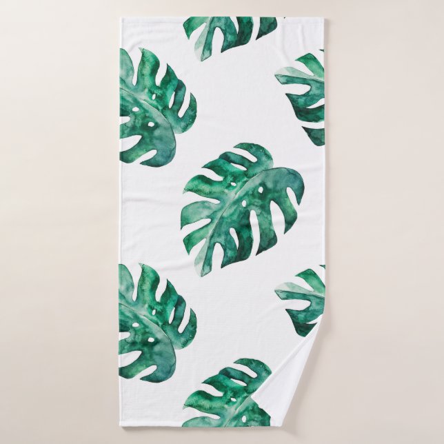 Feuilles de Monstera. Motif d'illustration tropica (Serviette de bain)