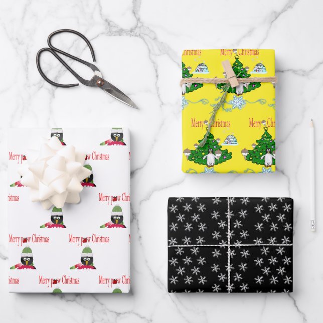 Feuilles de Noël de flocon de neige enveloppant du (Recto)