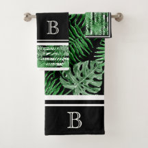 Feuilles de palme tropicales Motif de rayures blan