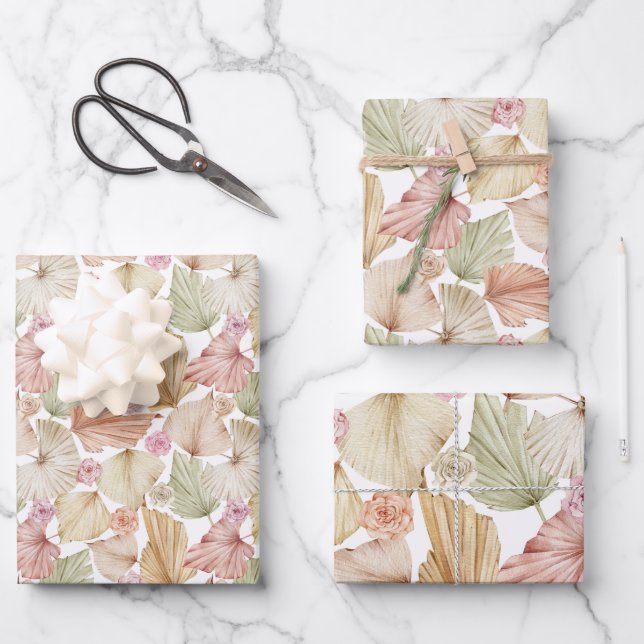 Feuilles de palmier et roses à l'aquarelle (Recto)