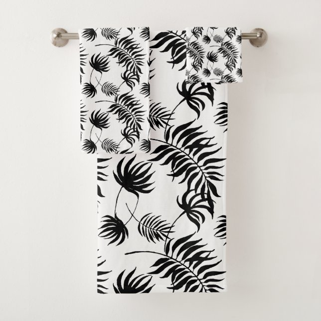 Feuilles de palmiers noirs et blancs modernes | (En situation)
