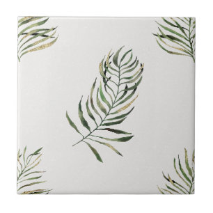 Feuilles de palmiers sans couture sur carreaux en 