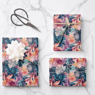 Feuilles de palmiers tropicaux colorés