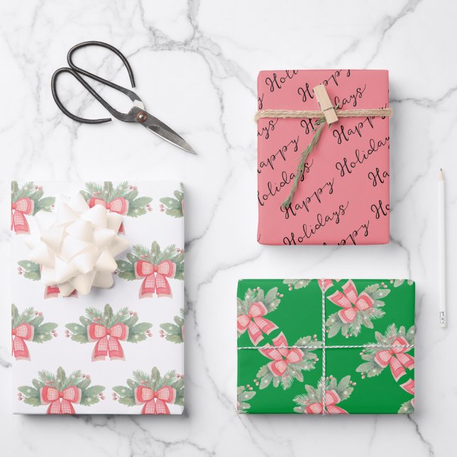Feuilles De Papier À Enveloppement À Bow Holly, À  (Créateur téléchargé)