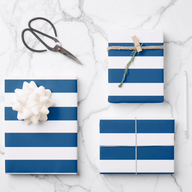 Feuilles de papier à envelopper bleu et blanc (Recto)