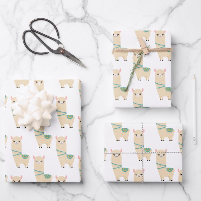 Feuilles de papier à envelopper de lama (Recto)