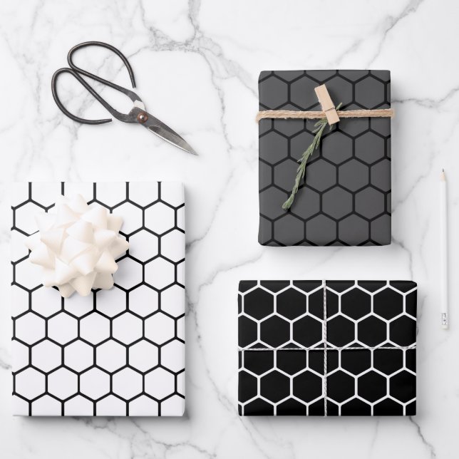 Feuilles de papier à envelopper en nuances de gris (Recto)