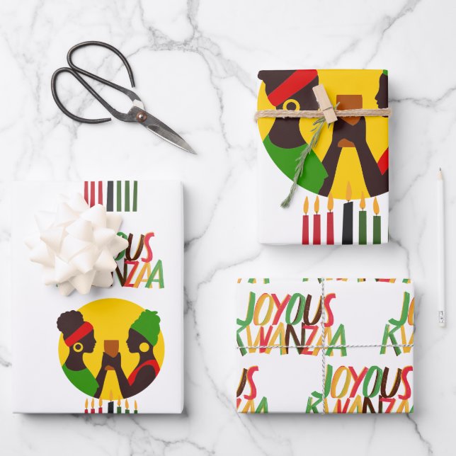 Feuilles de papier à envelopper Kwanzaa (Ensemble  (Recto)