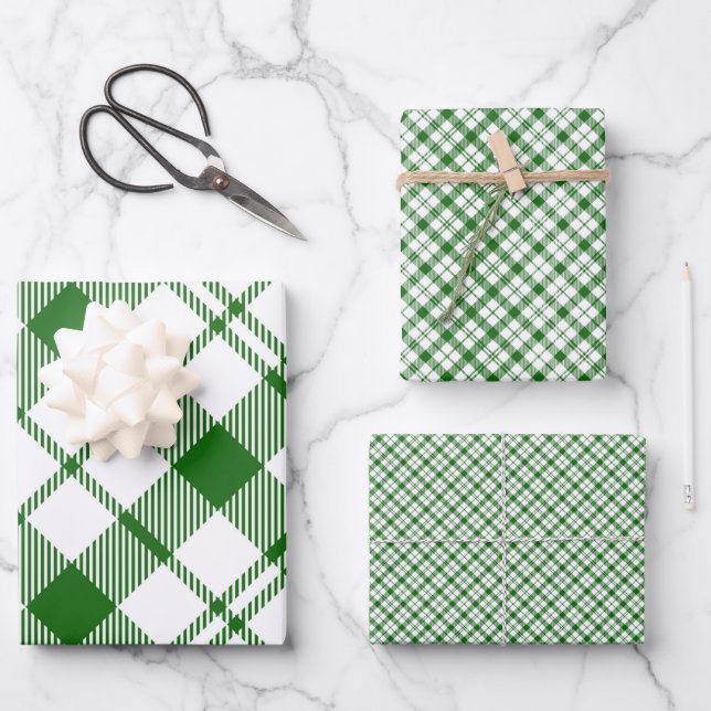 Feuilles de papier à envelopper vert et blanc (Recto)