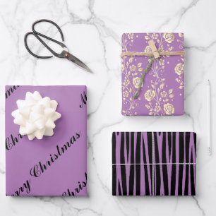 Feuilles de papier à envelopper violet tendance