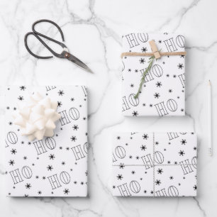 Feuilles de papier blanc moderne Ho Ho Ho Wrapping
