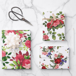 Feuilles de papier cadeau à motif de rose rouge ma