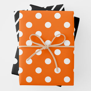 Feuilles de papier cadeau orange, noir et blanc