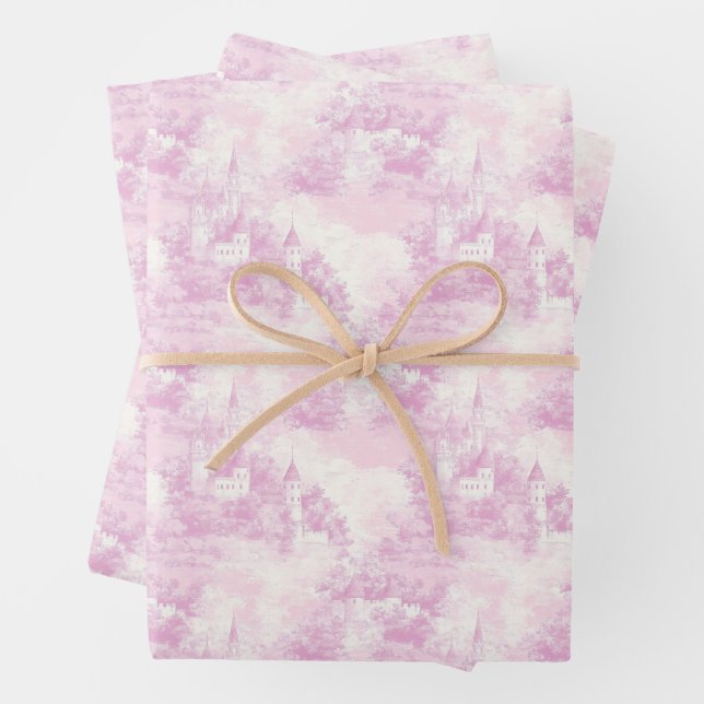 Feuilles de papier cadeau Toile Rose (En situation)