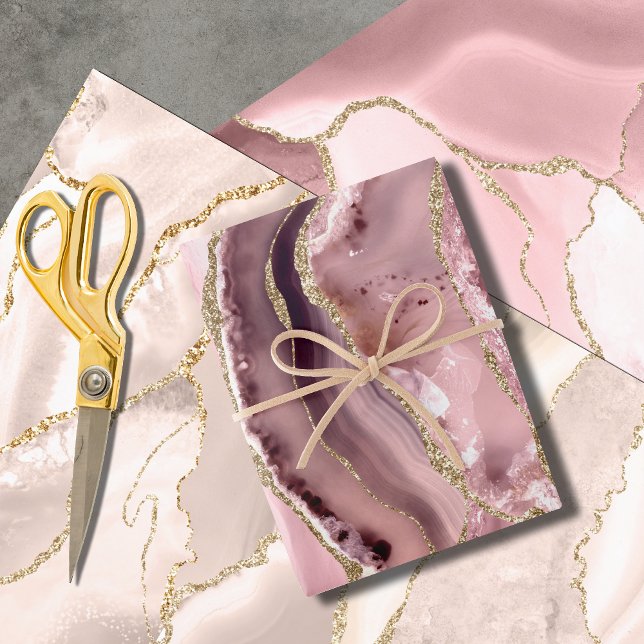 feuilles de papier d'emballage d'agate rose (Créateur téléchargé)