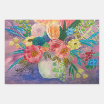 Feuilles de papier d'emballage floral