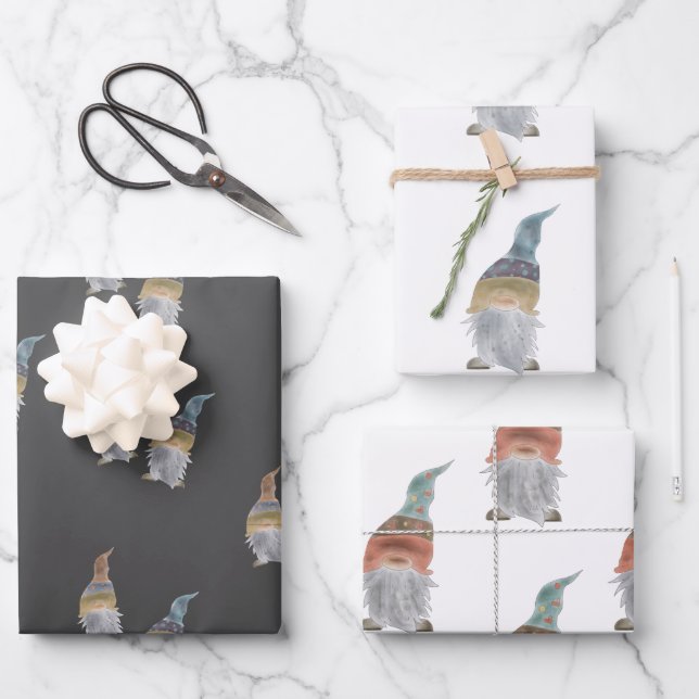 Feuilles de papier d'emballage Gnomes - ensemble d (Recto)