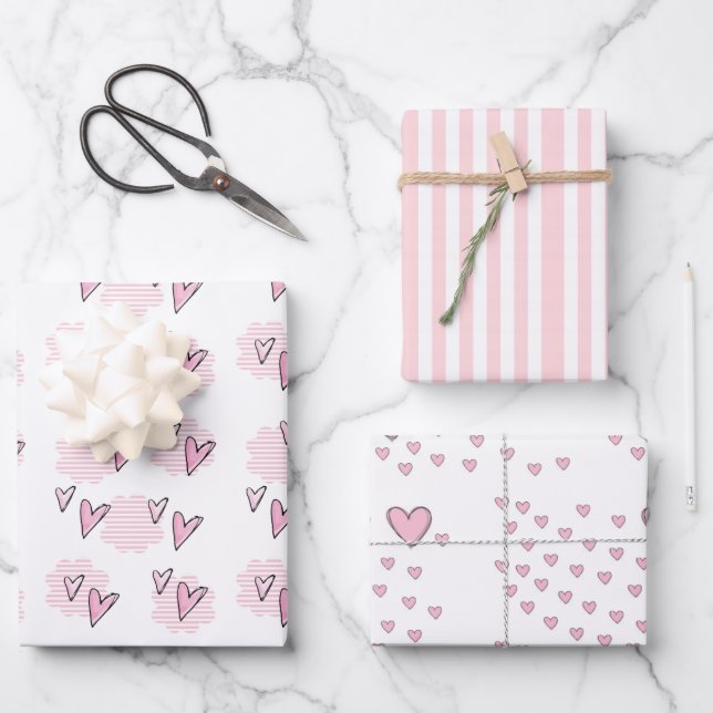 Feuilles de papier d'emballage Saint-Valentin Cœur (Recto)